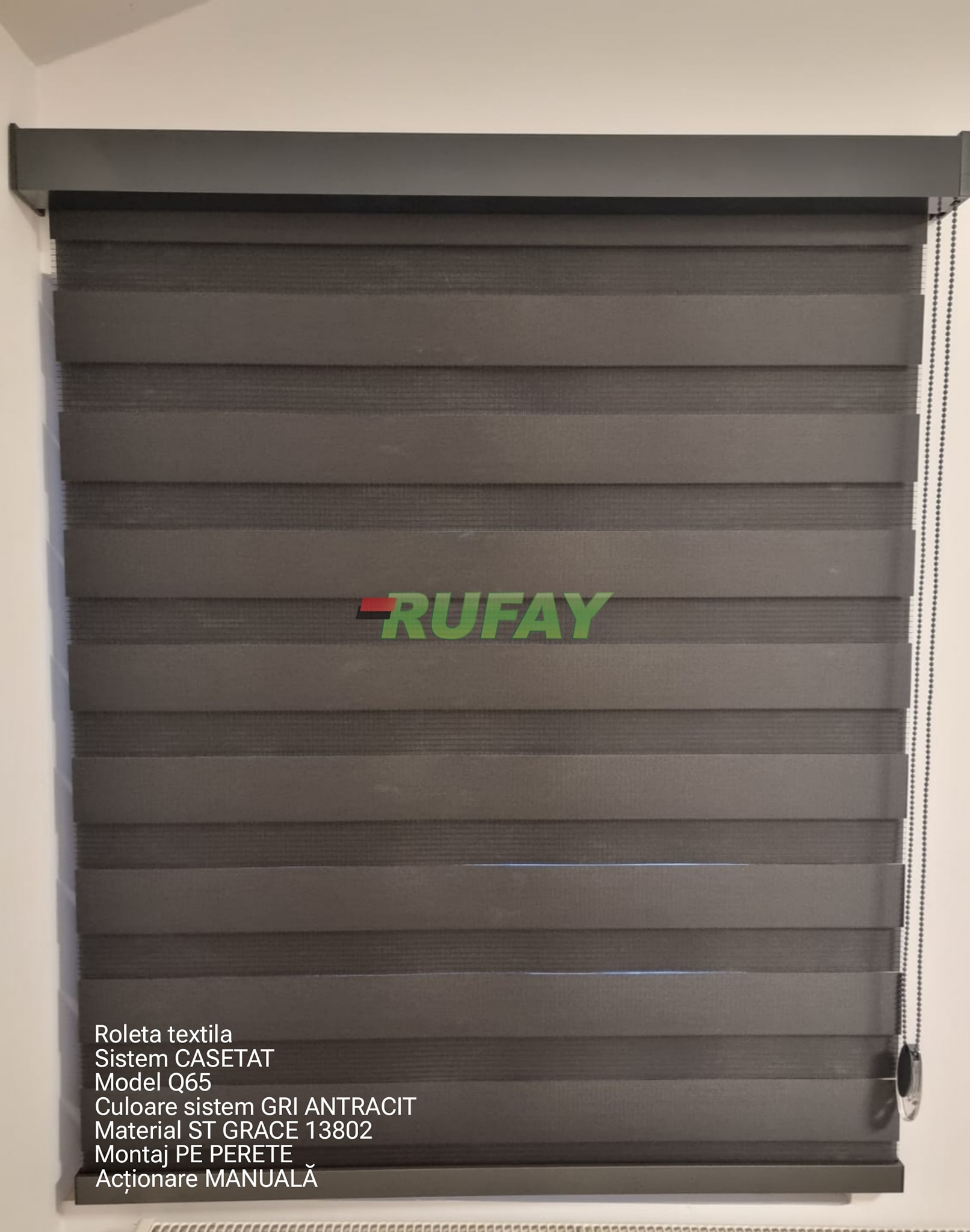 RUFAY__Roleta_textila__Day&Night__ ZI&Noapte_Zebre__casetata__QBOX65__ST_Grace_13802__ANTRACIT__montaj_PERETE__actionare__MANUALA__002