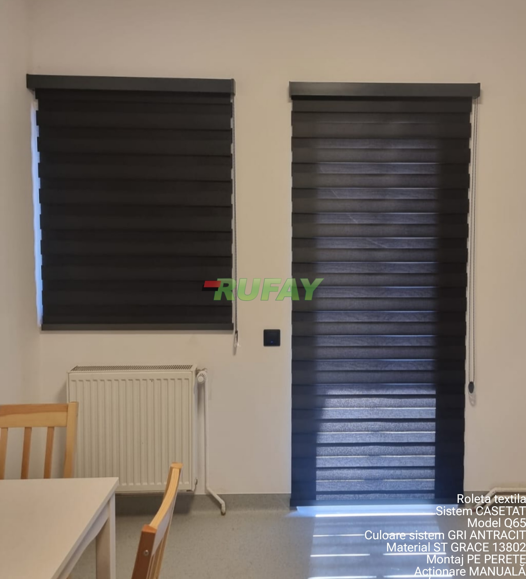 RUFAY__Roleta_textila__Day&Night__ ZI&Noapte_Zebre__casetata__QBOX65__ST_Grace_13802__ANTRACIT__montaj_PERETE__actionare__MANUALA__004